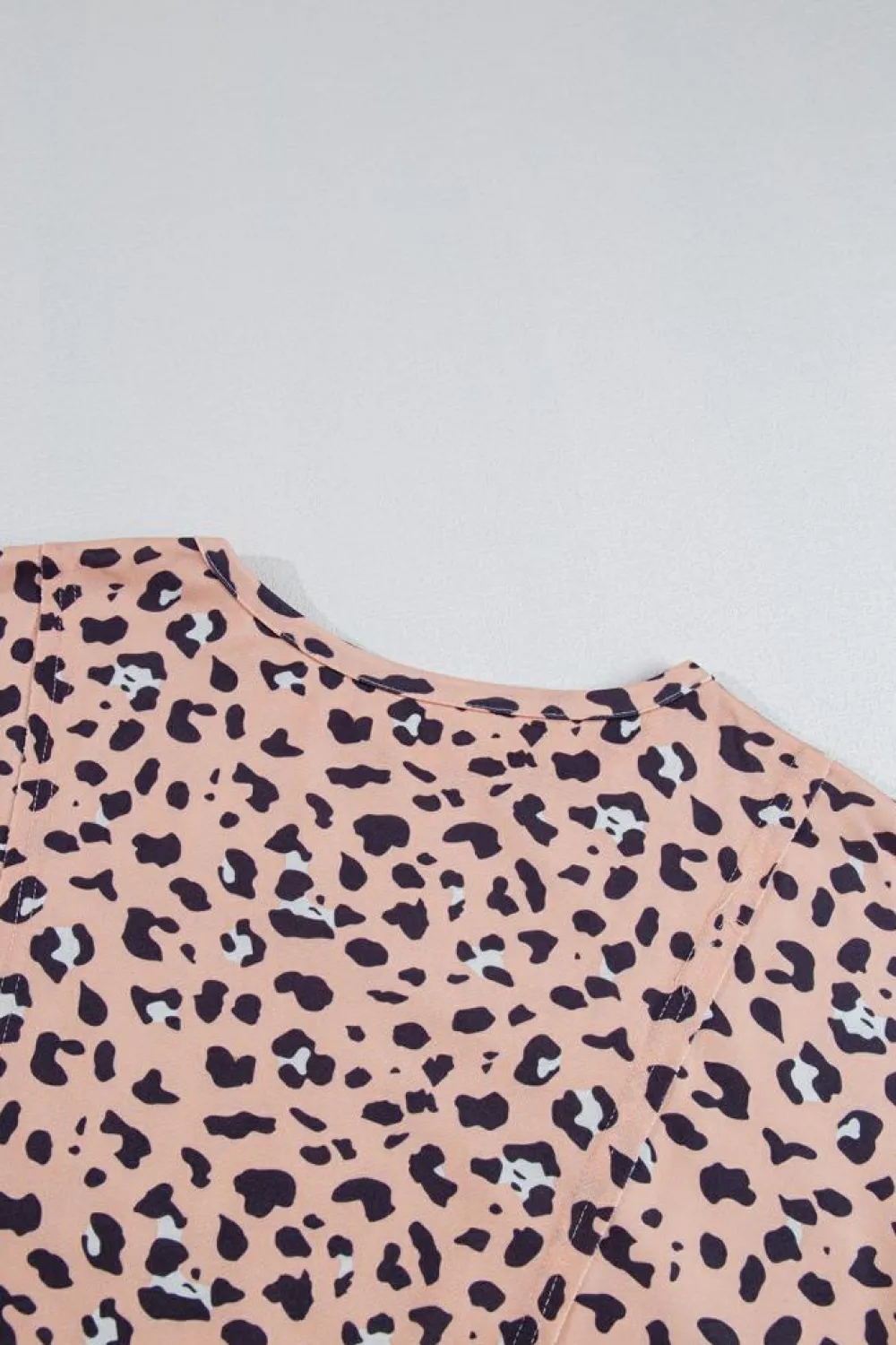 Hot Dear-Lover Raw Edge Leopard Patchwork Oversized Blouse Pink