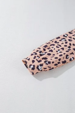 Hot Dear-Lover Raw Edge Leopard Patchwork Oversized Blouse Pink