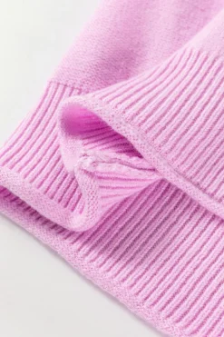 New Dear-Lover Raw Edge Ribbed Detail Drop Shoulder Sweater Pink