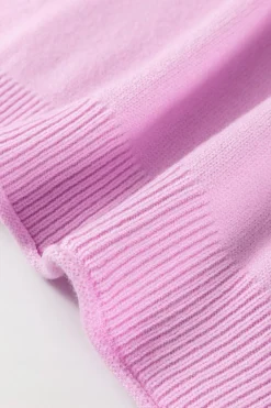 New Dear-Lover Raw Edge Ribbed Detail Drop Shoulder Sweater Pink