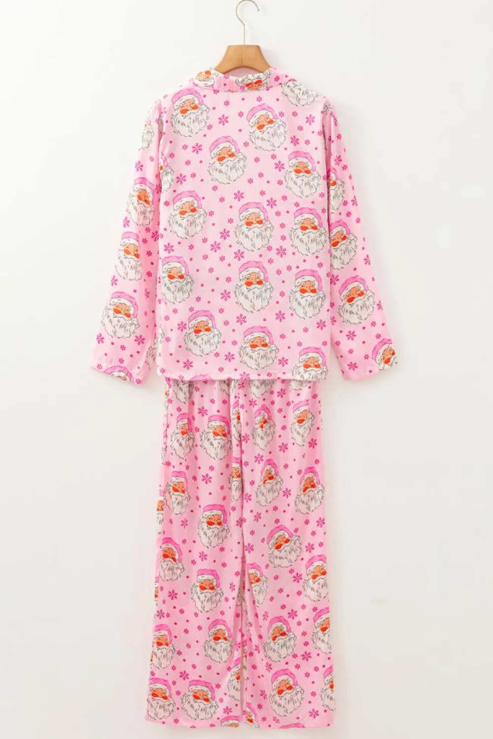 Sale Dear-Lover Santa Claus Snowflake Long Sleeve Shirt Christmas Pajama Set Pink