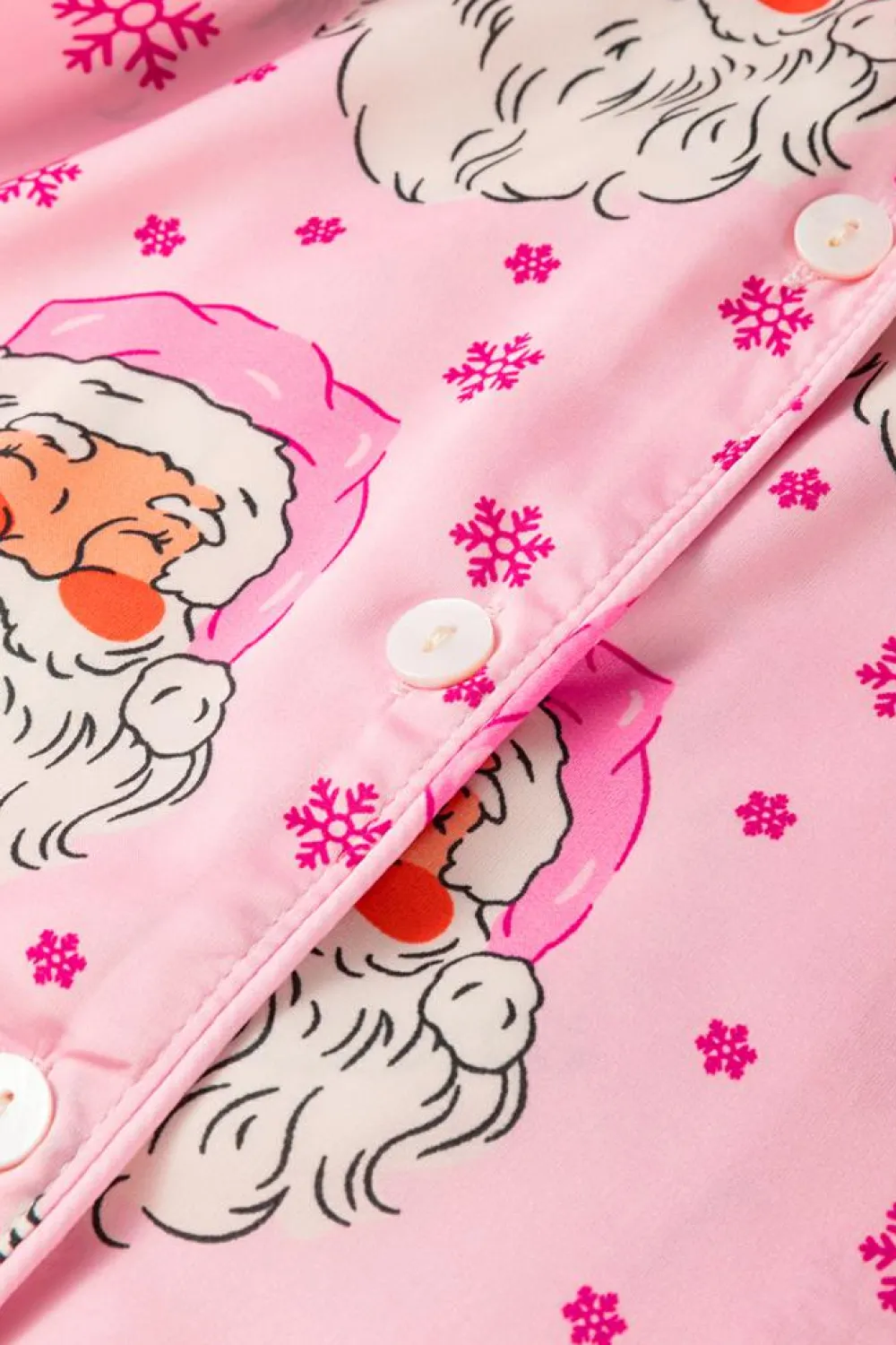 Sale Dear-Lover Santa Claus Snowflake Long Sleeve Shirt Christmas Pajama Set Pink