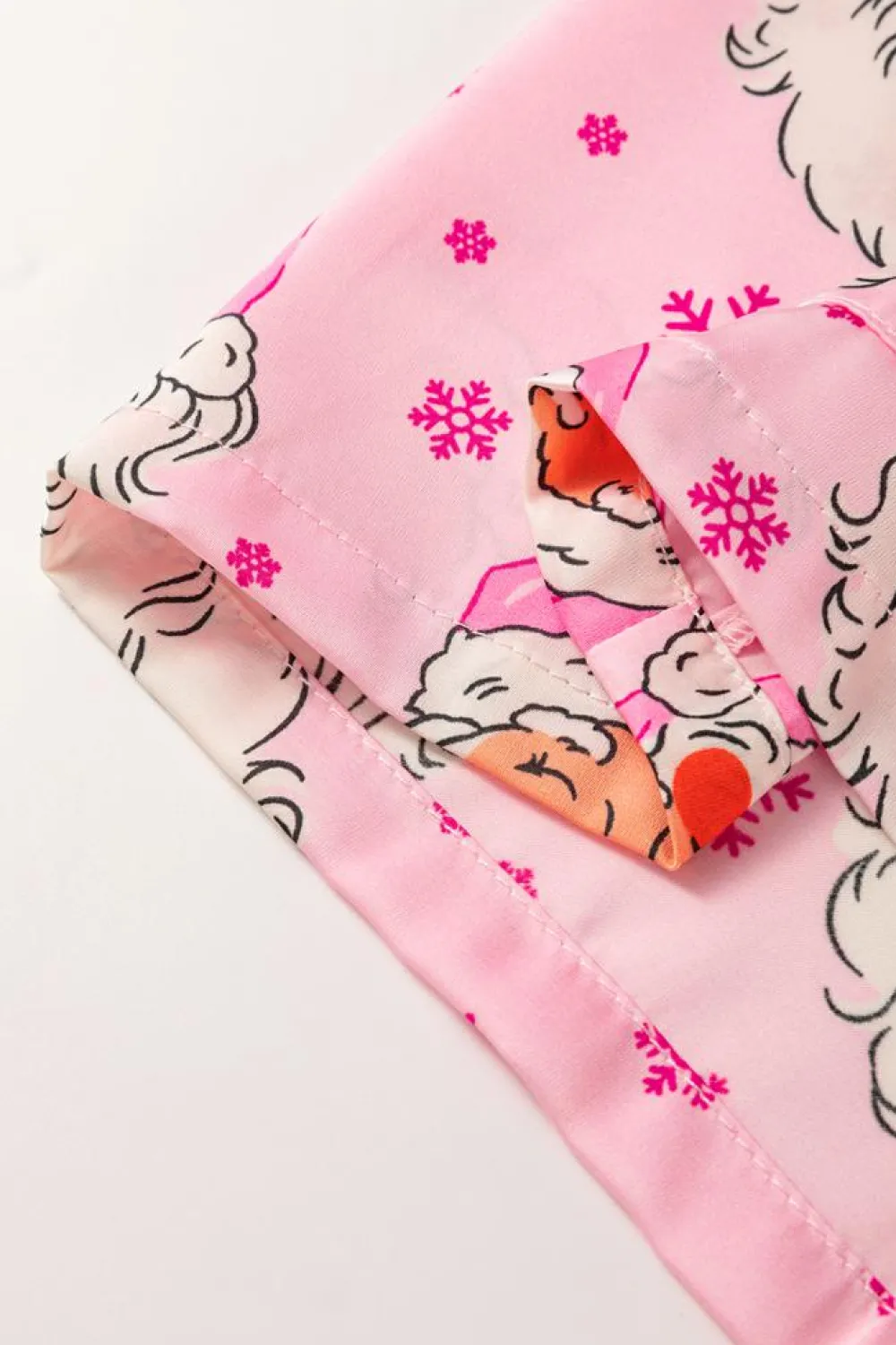 Sale Dear-Lover Santa Claus Snowflake Long Sleeve Shirt Christmas Pajama Set Pink