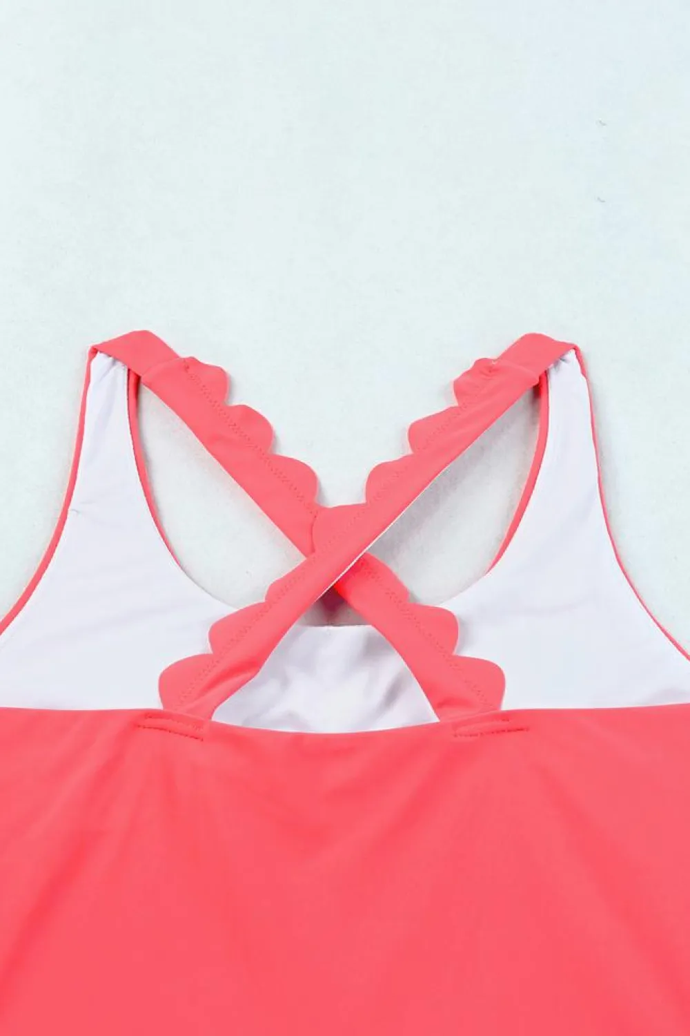 Discount Dear-Lover Scalloped Criss Cross High Waist Bikini Pink