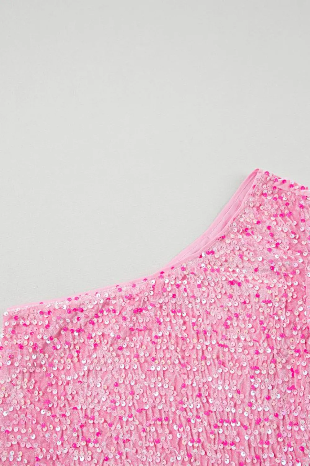 Sale Dear-Lover Sequin One Shoulder Puff Sleeve Bodycon Mini Dress Pink