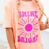 New Dear-Lover SHINE BRIGHT Graphic Casual Tee Pink