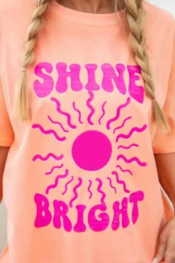 New Dear-Lover SHINE BRIGHT Graphic Casual Tee Pink
