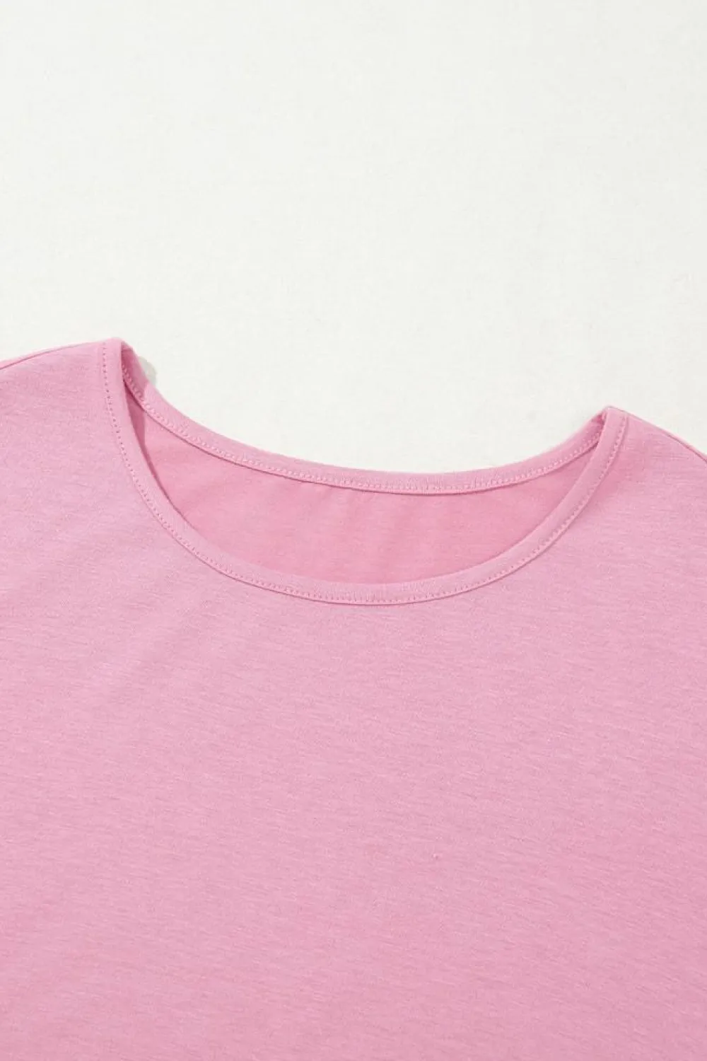 Outlet Dear-Lover Solid Color T-shirt High Waist Pocketed Long Dress Pink