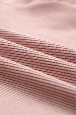 Outlet Dear-Lover Solid Ribbed Knit Round Neck Pullover Sweatshirt Pink