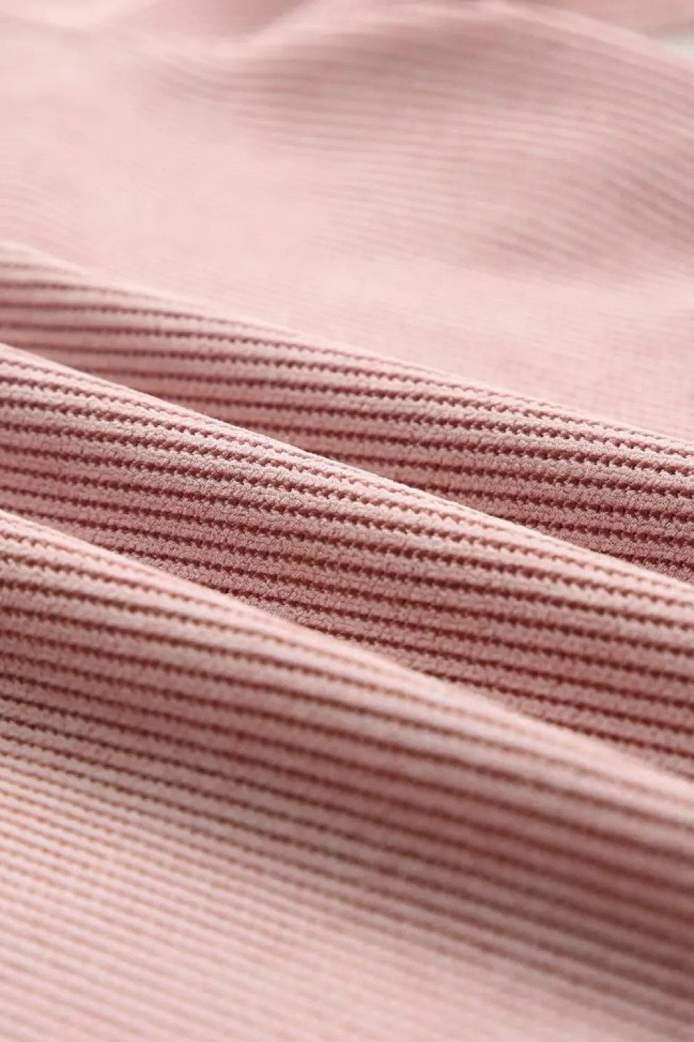 Outlet Dear-Lover Solid Ribbed Knit Round Neck Pullover Sweatshirt Pink