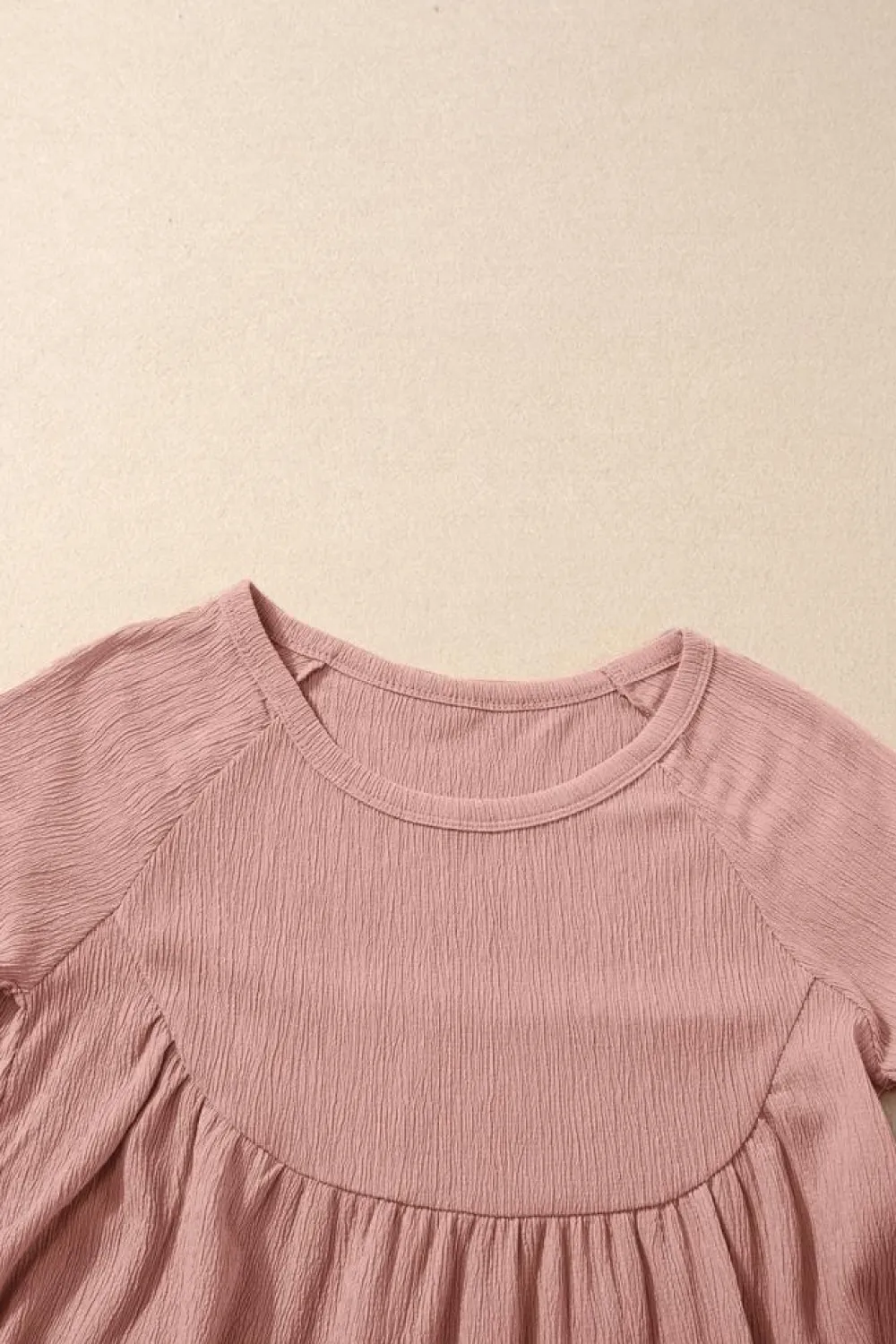 Best Dear-Lover Solid Short Sleeve Ruffle Hem Top Pink