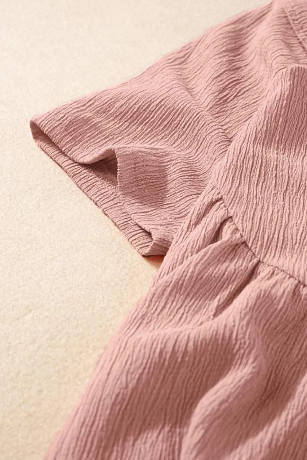 Best Dear-Lover Solid Short Sleeve Ruffle Hem Top Pink