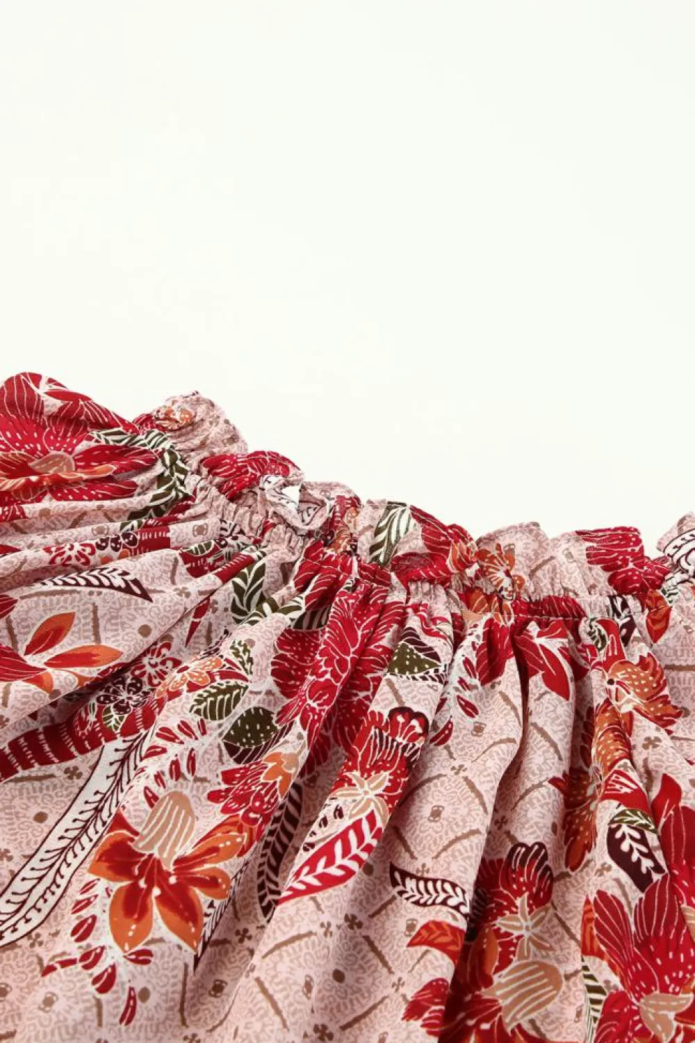 Fashion Dear-Lover Split V Neck Printed Blouse Pink
