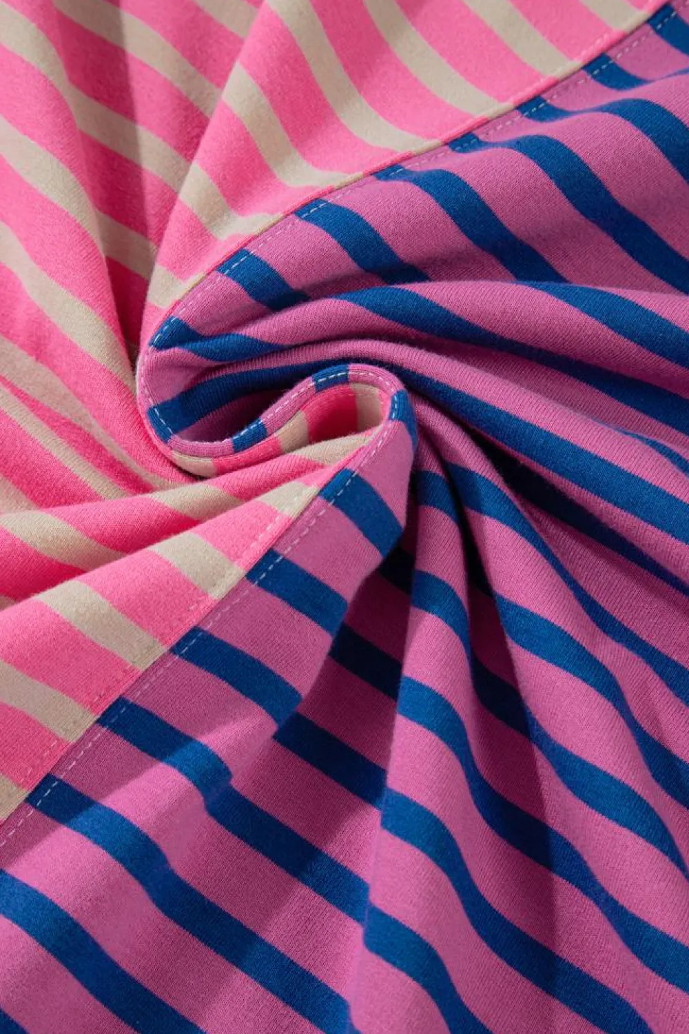 Sale Dear-Lover Casual Stripe Colorblock Drop Shoulder Oversize Sweatshirt Pink Stripe