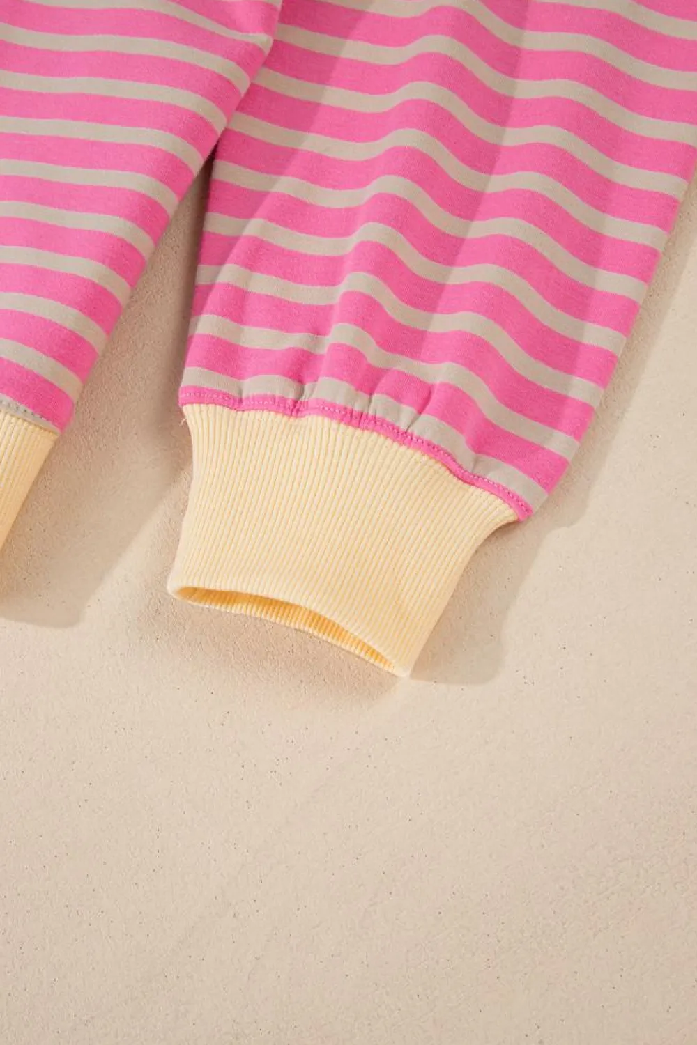 Sale Dear-Lover Casual Stripe Colorblock Drop Shoulder Oversize Sweatshirt Pink Stripe