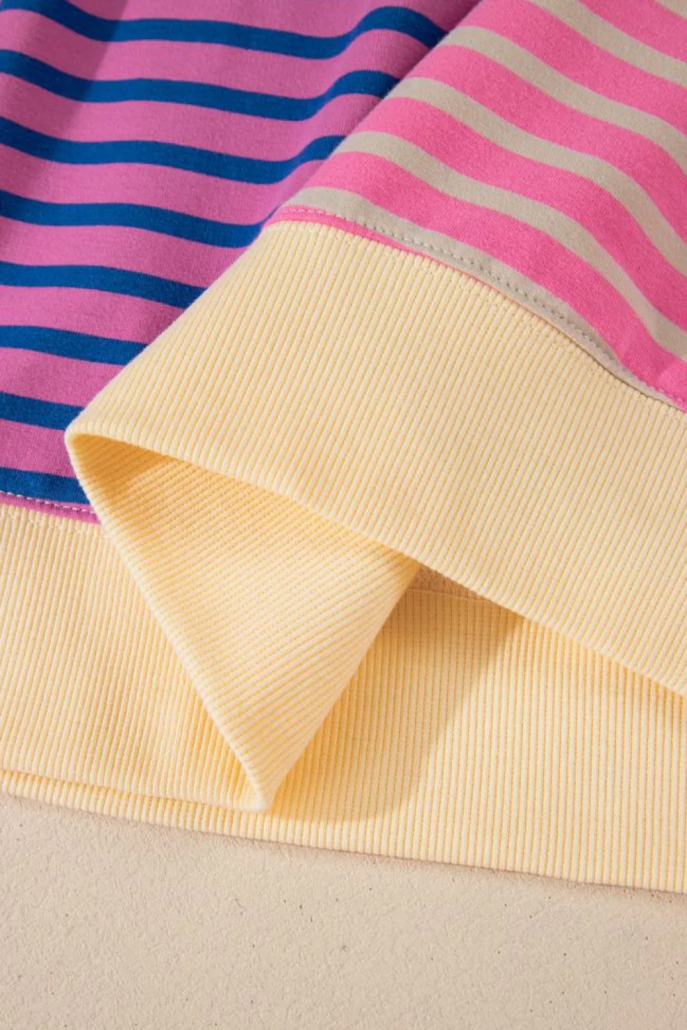 Sale Dear-Lover Casual Stripe Colorblock Drop Shoulder Oversize Sweatshirt Pink Stripe