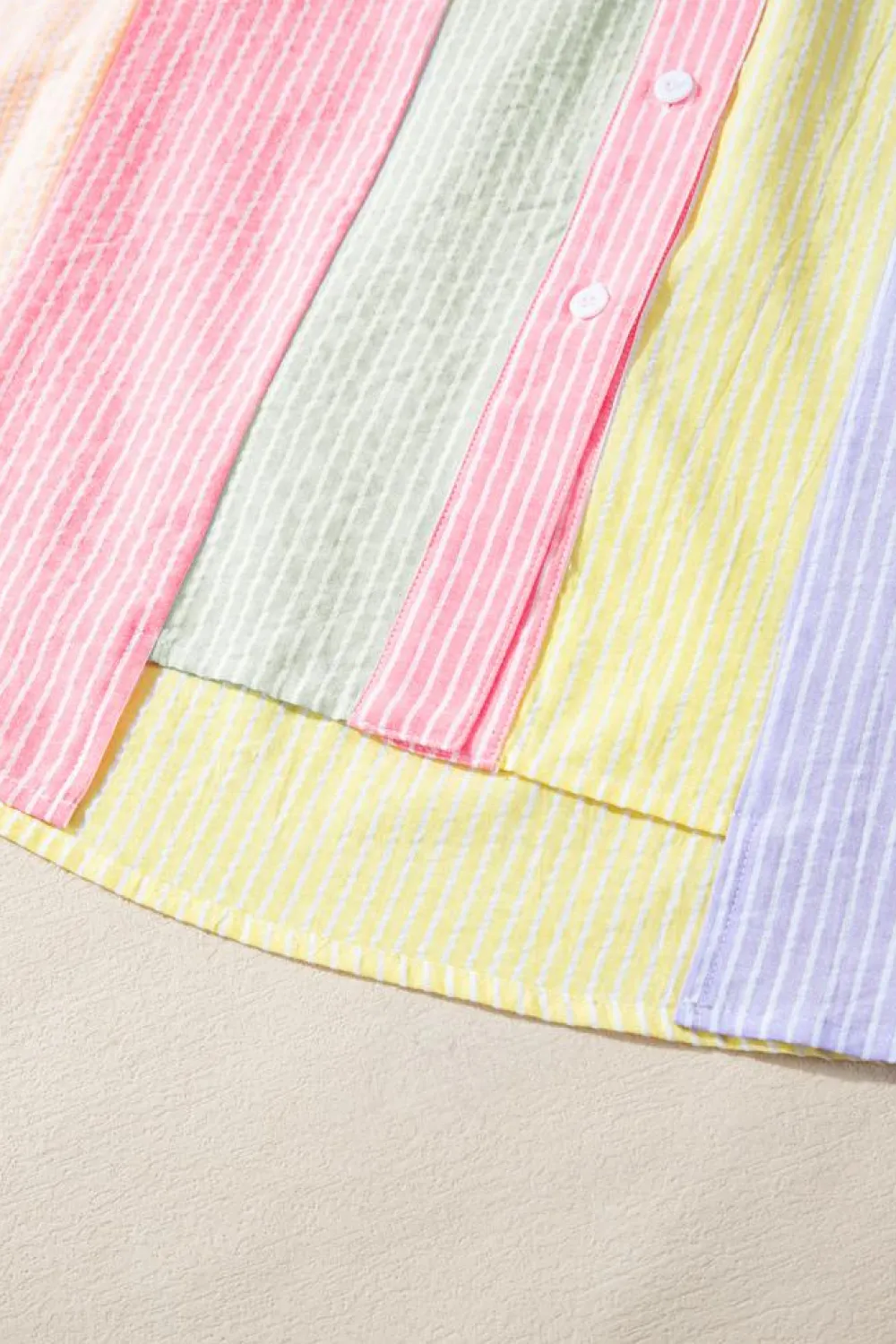 Sale Dear-Lover Color Block Chest Pocket Oversized Shirt Pink Stripe