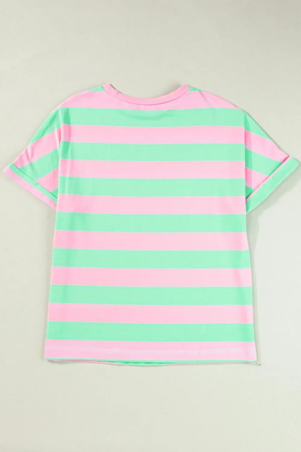 Discount Dear-Lover Colorblock Cuffed Sleeve Loose Tee Pink Stripe