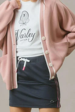 New Dear-Lover Contrast Trim V Neck Buttoned Front Pocketed Knit Cardigan Pink Stripe