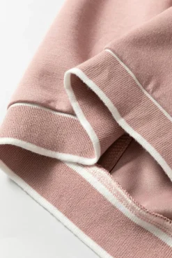 New Dear-Lover Contrast Trim V Neck Buttoned Front Pocketed Knit Cardigan Pink Stripe