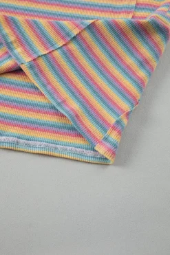 New Dear-Lover Crew Neck Tee and Tasseled Drawstring Shorts Set Pink Stripe