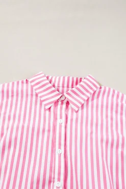 Clearance Dear-Lover Dolman Sleeve Oversize Shirt Pink Stripe