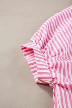 Clearance Dear-Lover Dolman Sleeve Oversize Shirt Pink Stripe