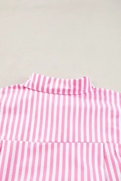 Clearance Dear-Lover Dolman Sleeve Oversize Shirt Pink Stripe