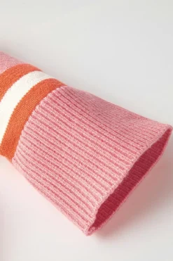 Clearance Dear-Lover Drop Shoulder Buttons Cardigan Sweater Pink Stripe