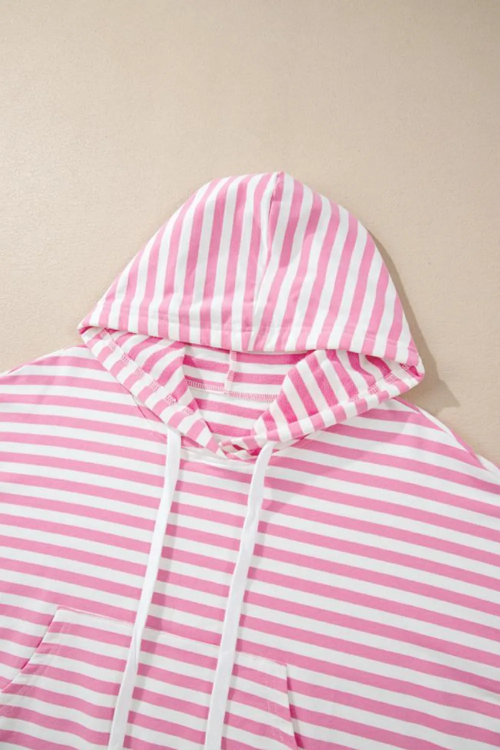 Outlet Dear-Lover Kangaroo Pocket Hoodie and Wide Leg Shorts Set Pink Stripe