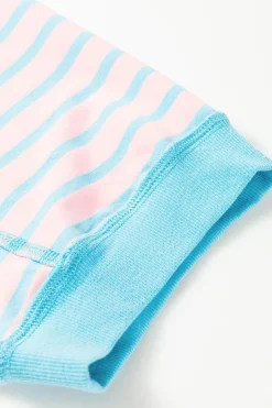 Sale Dear-Lover Oversized Contrast Trim Exposed Seam High Low T Shirt Pink Stripe