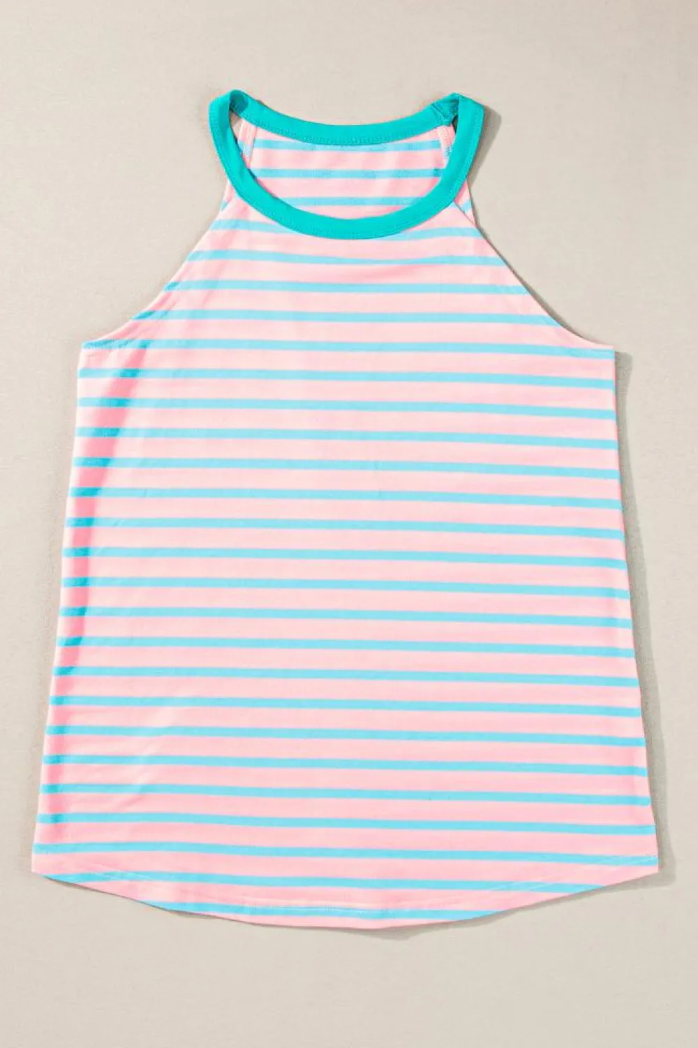 Best Dear-Lover Round Neck Tank Top Pink Stripe