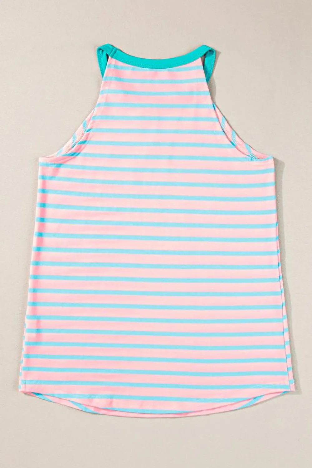 Best Dear-Lover Round Neck Tank Top Pink Stripe