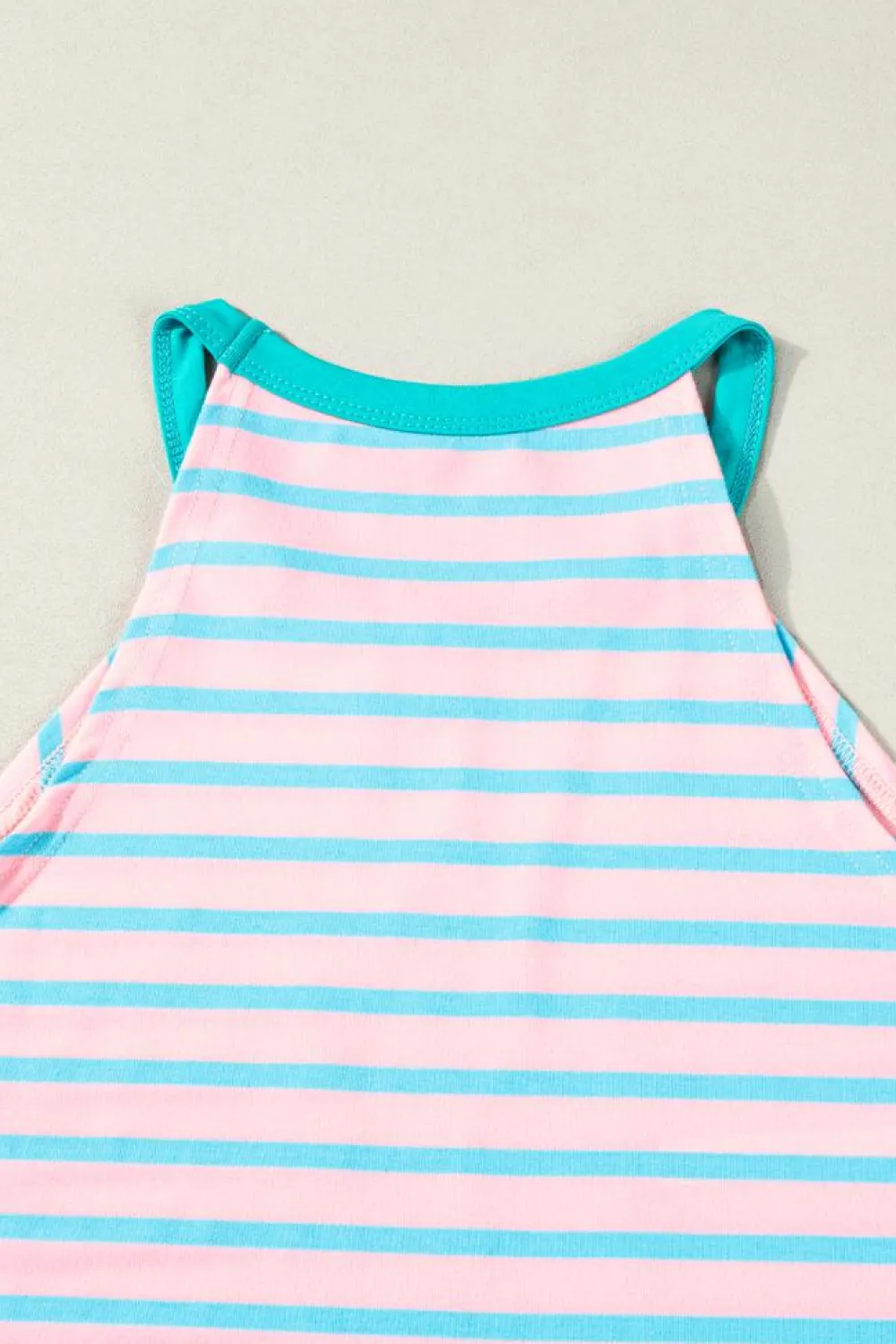Best Dear-Lover Round Neck Tank Top Pink Stripe