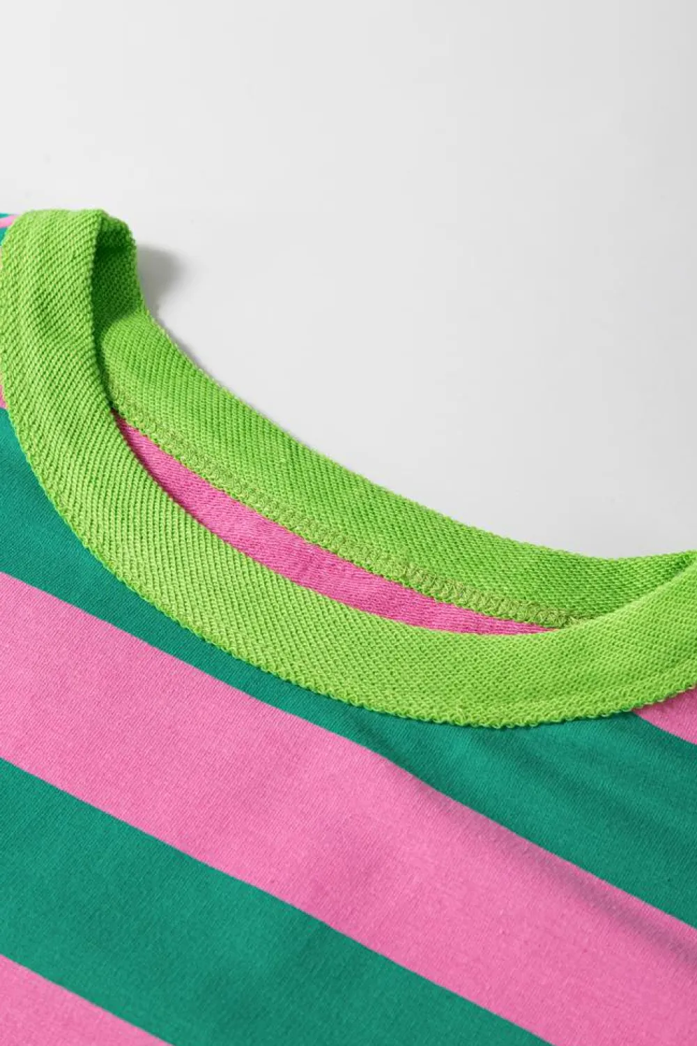 Clearance Dear-Lover Star Patchwork Round Neck Pullover Sweatshirt Pink Stripe