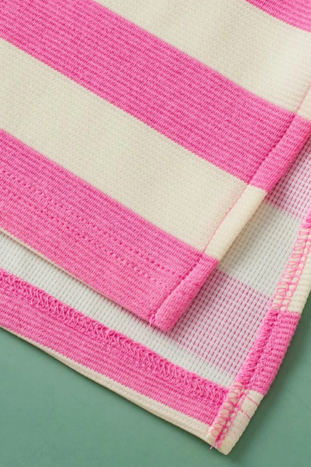 Best Dear-Lover V Neck Collared Cap Sleeve Top Pink Stripe