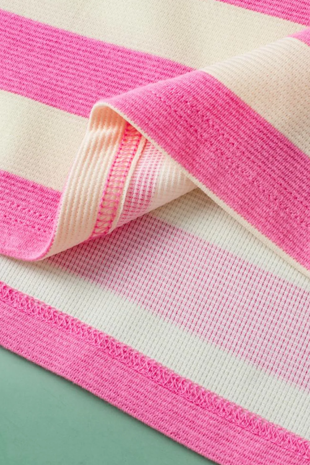 Best Dear-Lover V Neck Collared Cap Sleeve Top Pink Stripe