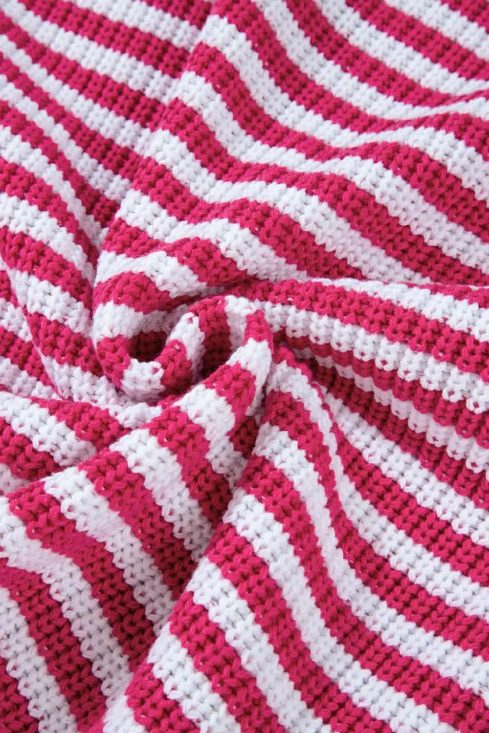 Clearance Dear-Lover Zip up Collar Drop Shoulder Sweater Pink Stripe