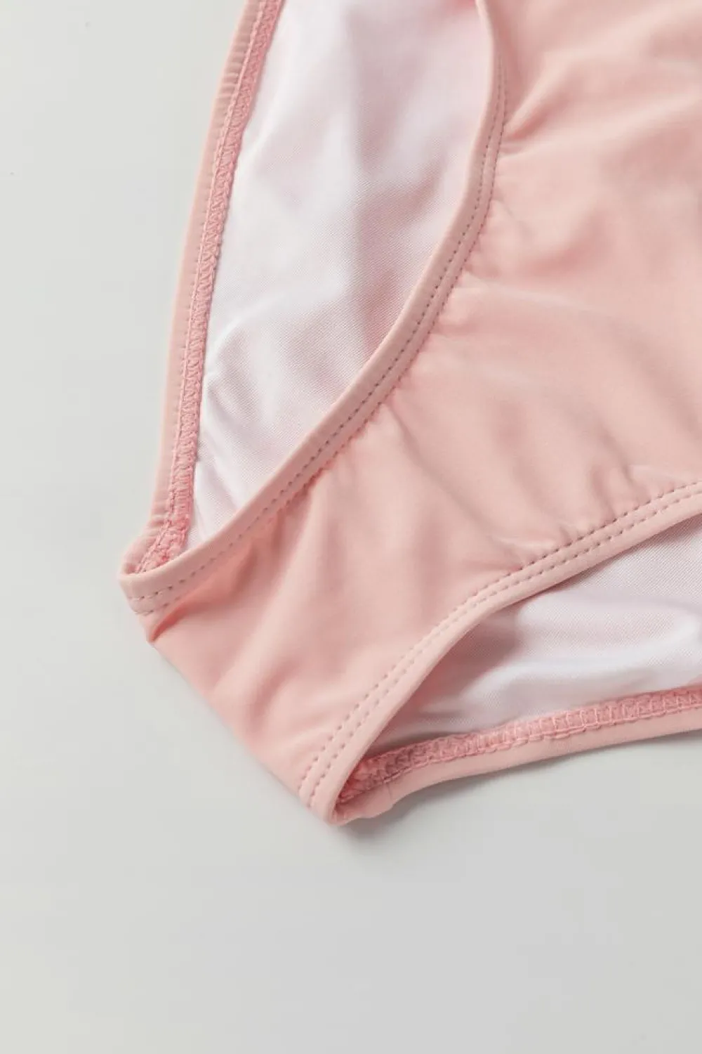 Online Dear-Lover Striped Mesh Knotted Hem Tankini Swimsuit Pink