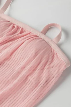 Online Dear-Lover Striped Mesh Knotted Hem Tankini Swimsuit Pink