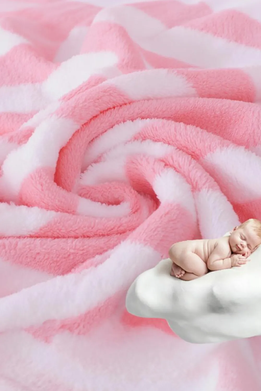 Fashion Dear-Lover Striped Plush Bath Towel Set Pink