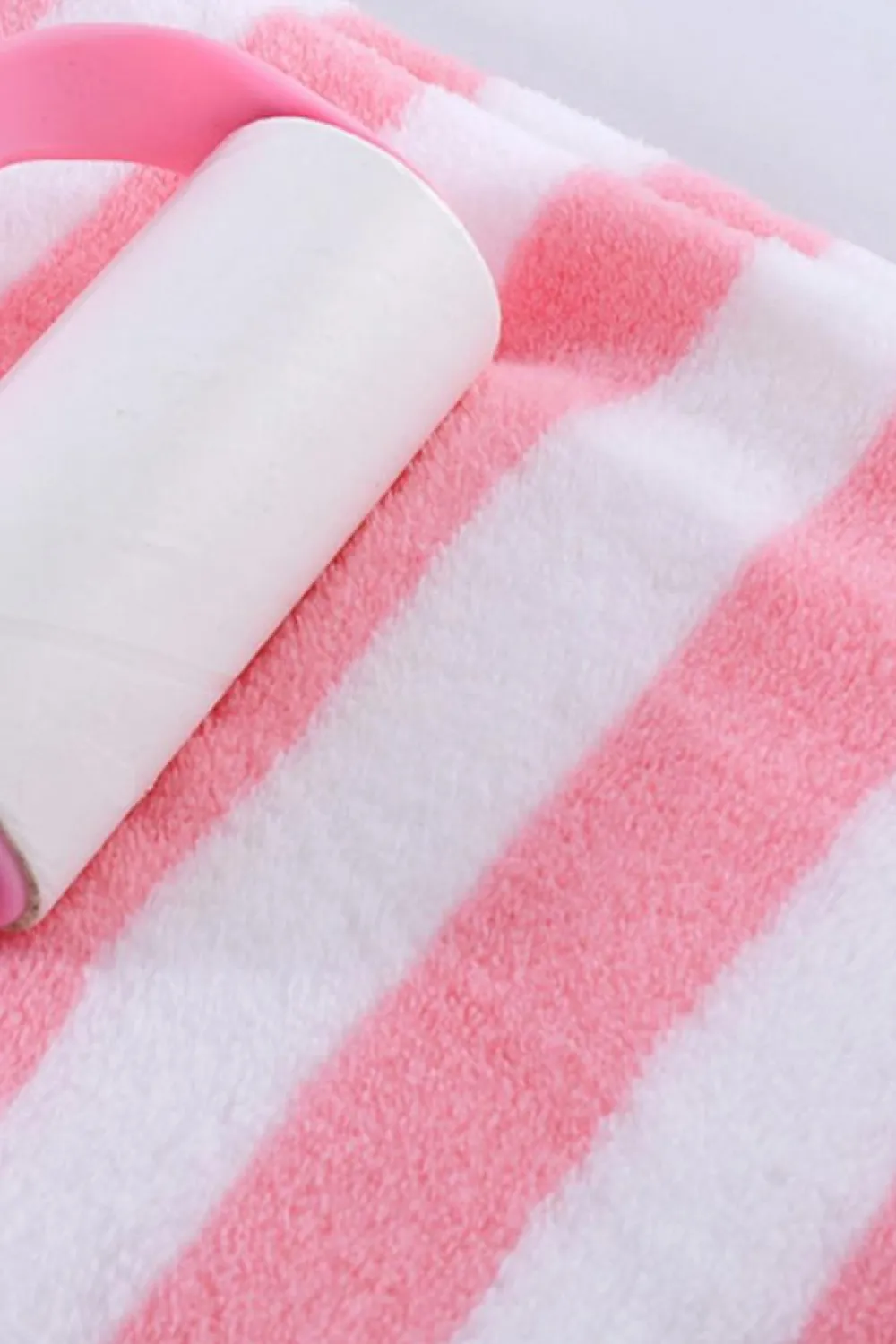Fashion Dear-Lover Striped Plush Bath Towel Set Pink