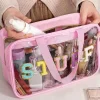 Online Dear-Lover STUFF Glitter Chenille Patched Transparent Makeup Bag Pink