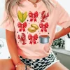 Online Dear-Lover Summer Food Bow Crawfish Printed T Shirt Pink