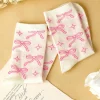 Sale Dear-Lover Sweet Bowknot Print Mid Calf Socks Pink