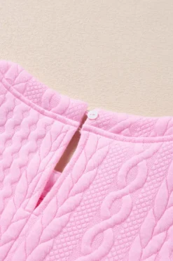 Discount Dear-Lover Textured Puff Sleeve T Shirt Pink