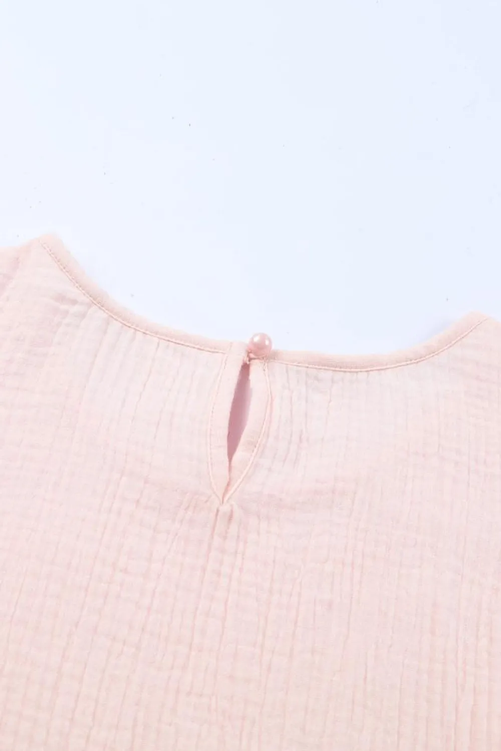 Sale Dear-Lover Textured Tiered Ruffled Short Sleeve Blouse Pink