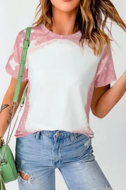Outlet Dear-Lover Tie Dye Color Bleached Short Sleeve T Shirt Pink