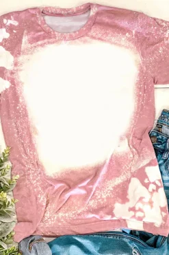 Outlet Dear-Lover Tie Dye Color Bleached Short Sleeve T Shirt Pink