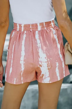 Sale Dear-Lover Tie Dye Drawstring Casual Shorts Pink